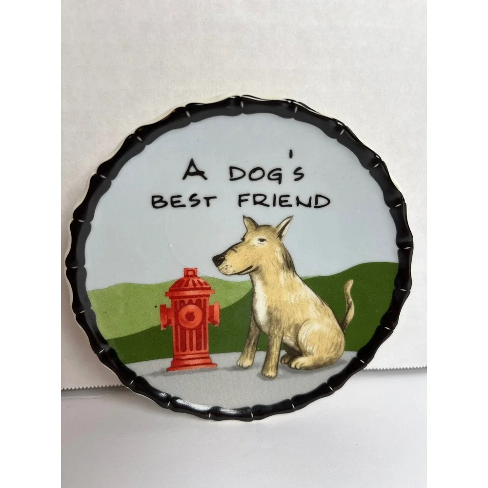 MWW Market Dog Lover Ceramic‎ Coaster Set of 4 Humorous Puppy Illustrations